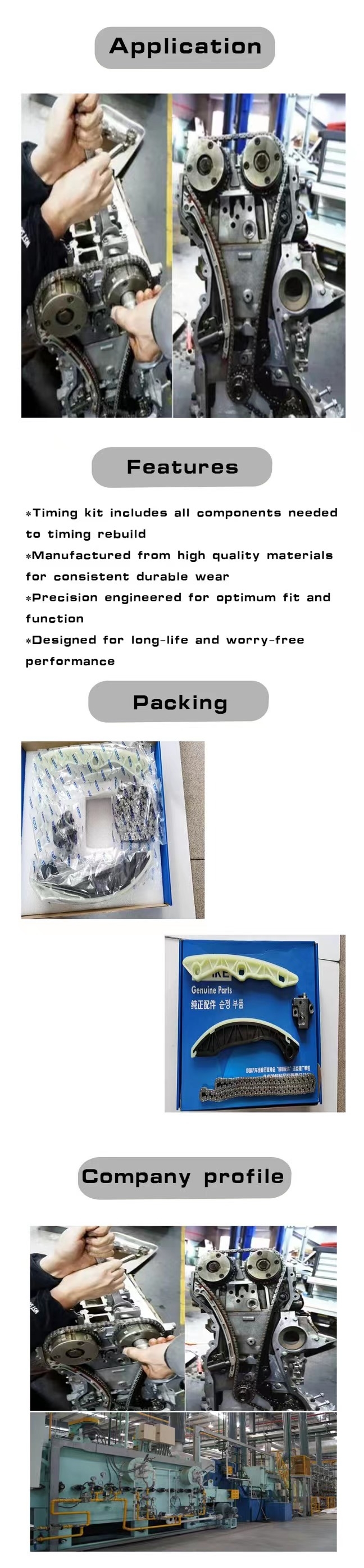 Timing Chain Kit 243212E010 for Hyundai Elantra Veloster KIA OPTIMA 11 2010-2014